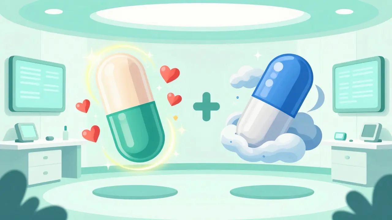 Person comparing two futuristic capsules representing the trade-offs between weight loss and nausea.